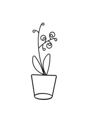 black decorative stylized silhouette of flower pot