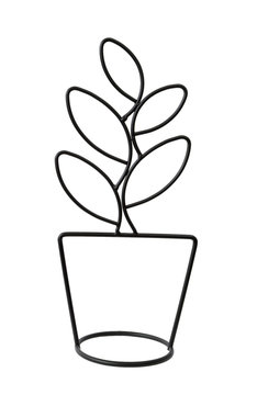black decorative stylized silhouette of flower pot