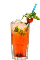 delicious summer cocktail with strawberry and mint