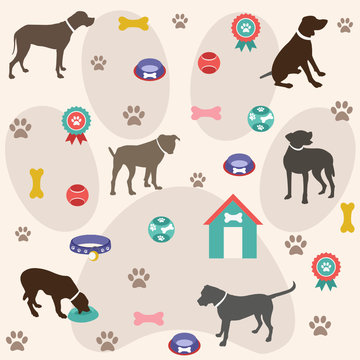 Seamless pattern, dog icons