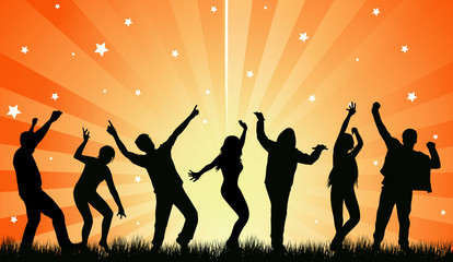 dancing people silhouettes