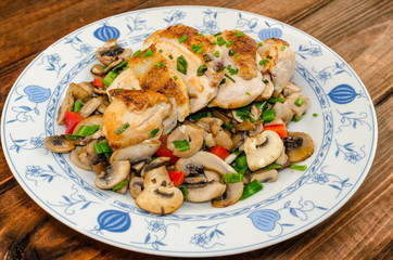 chicken breast with mushrooms and spring onions