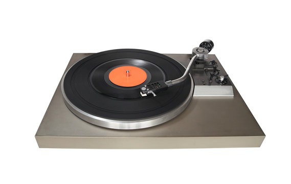 Vintage record player with vinyl record
