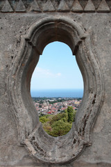 Fototapeta na wymiar Aci San Filippo, panorama balaustra Eremo di Sant'anna