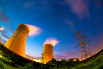 Thermal power plant at night