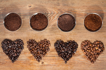 Panele Szklane Podświetlane  Kawa ziarnista i kawa mielona