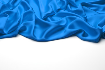 Blue silk textile background　with copy space