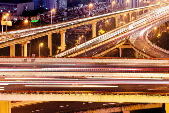 Modern urban viaduct at night © gui yong nian