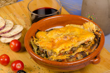 Portion of moussaka