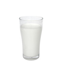 milk in the glass on white background