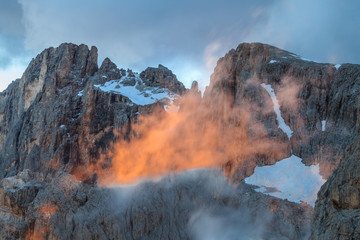 suset in Dolomite Alps, Italy