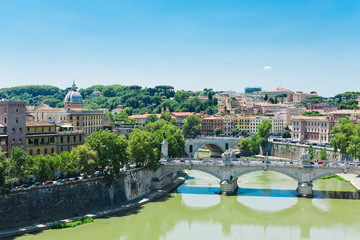 View of Rome from Castel Sant'Angelo, Italy.