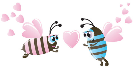 Two bee and hearts