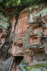 Fototapeta na wymiar Jiajiang thousand Buddha cliff in sichuan,china
