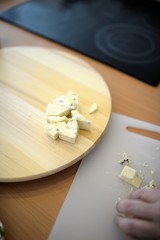 Close up of Cutting cheese