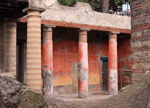 uins of mosaic villa in Herculaneum, Italy