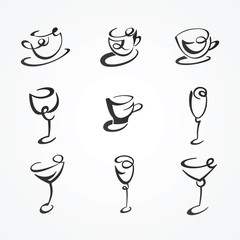 set of cups and glasses
