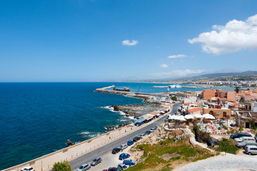 Fototapeta na wymiar Panoramic view of Rethymno city on the island of Crete, Greece.