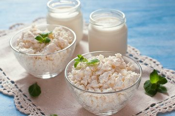 cottage cheese with yogurt and  mint