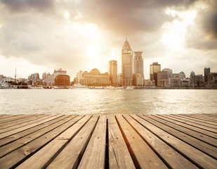 cityscape of huangpu river and the the bund in shanghai