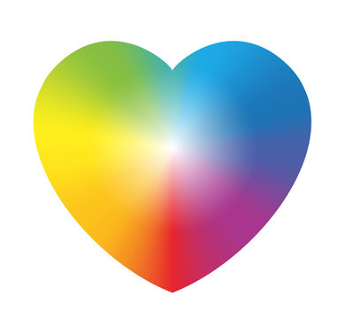 Rainbow Color Gradient Heart White