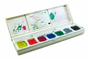 Water color box on white background