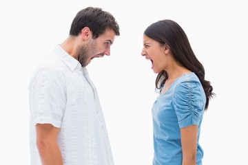Angry couple shouting at each other