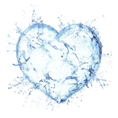 Fototapeta na wymiar Heart from water splash isolated on white