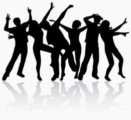 Dancing people silhouettes