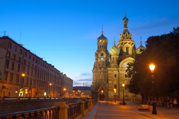 Fototapeta na wymiar Night view on Russia Church Spas na Krovi, St. Petersburg