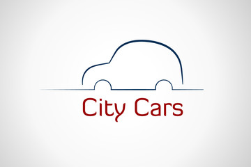 Stylized car icon of small mini car. City cars, economy class