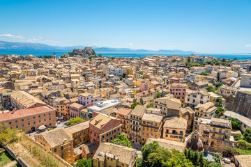View of Corfu city from Neo Frourio - obrazy, fototapety, plakaty