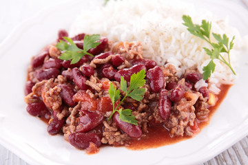chili con carne and rice