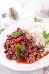 chili con carne and rice