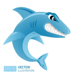 Angry shark - illustration isolated on white background