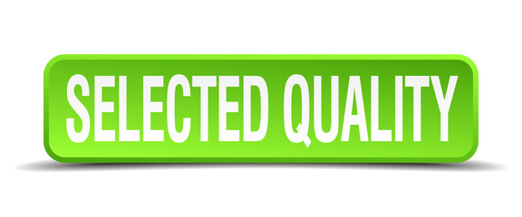 selected quality green 3d realistic square isolated button