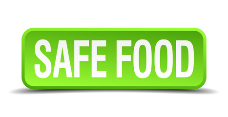 safe food green 3d realistic square isolated button