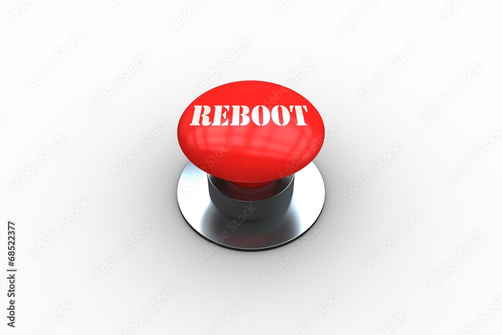 Poster Reboot on digitally generated red push button