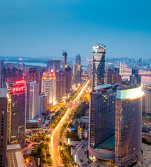 Bird's eye view of the scene of major cities.