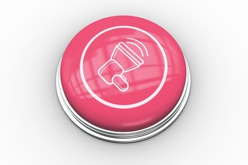 Megaphone graphic on pink button