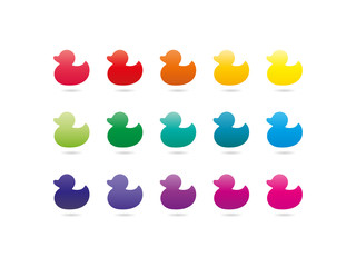 Colorful rainbow spectrum duck icons animal symbol vector
