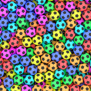 Colorful soccer balls background