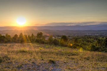 Coucher de soleil sur Grospierres