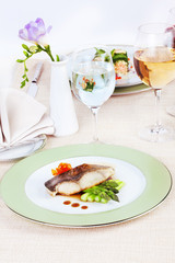 white fish with asparagus