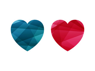 Shiny geometric heart shaped vector graphic