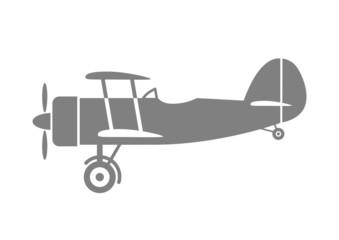 Grey aircraft icon on white background