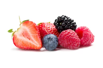 Zelfklevend Fotobehang raspberry, strawberry, blueberry and blackberry © grthirteen