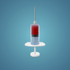 Syringe with blood