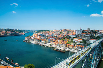 Naklejka na ściany i meble View of the historic city of Porto, Portugal with the Dom Luiz b