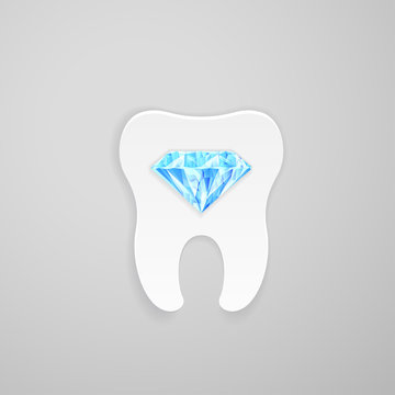 Tooth with blue diamond